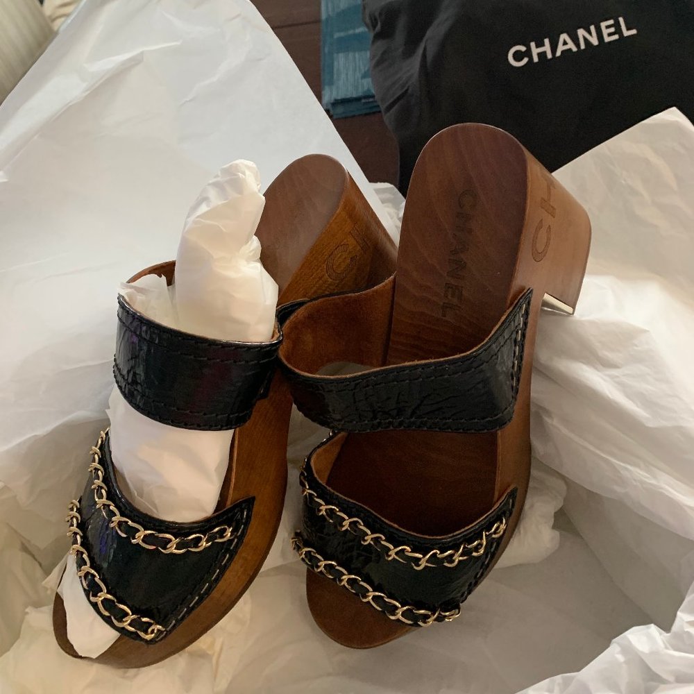 Chanel Black Mules